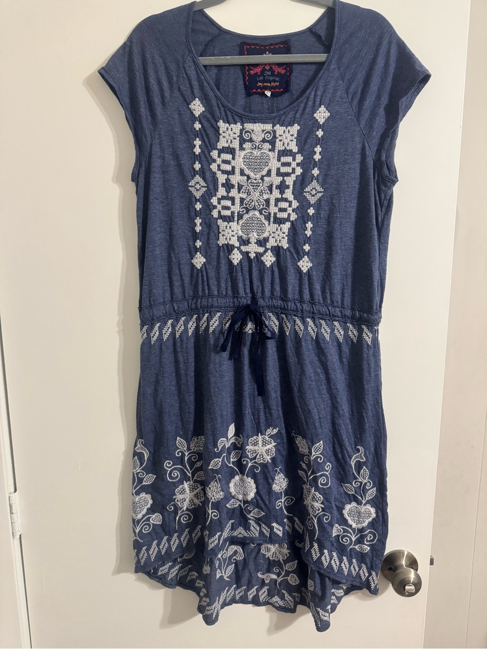Johnny Was JWLA "Joy Love Light" embroidered high-low dress